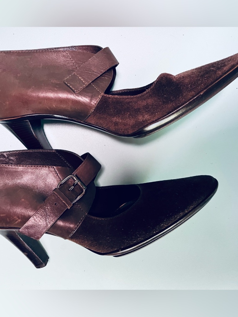 Pollini Brown Suede & Leather Heels